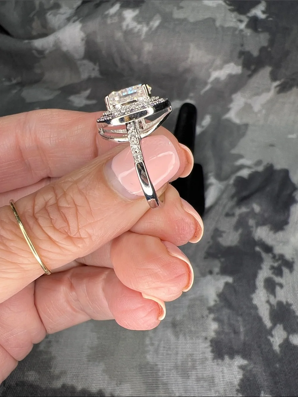 Sterling Silver 925 Oval Halo Moissanite Diamonds